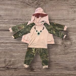 Outdoor Kids Sz 3T Matching Hunting Full Zip Hoodie, Pants & LSS. EUC.